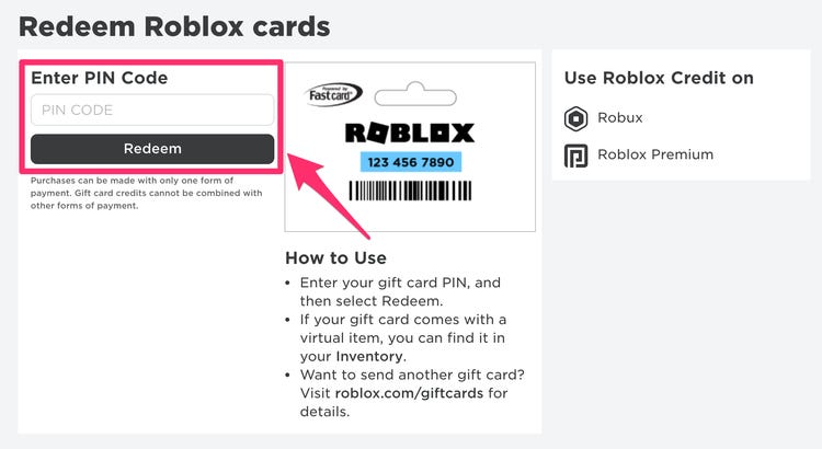 How to redeem a roblox gift card